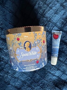 New With Tags Lot Bath And Body Works Disney Snow White 3 Wick Candle Lip Gloss